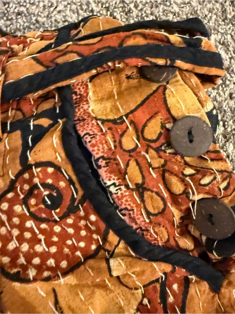 Free People Floral Patchwork High Waist Shorts - Mustard Pink Rust - Picture 5 of 5